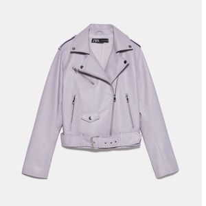 Zara Faux Leather Biker Jacket - Light Mauve